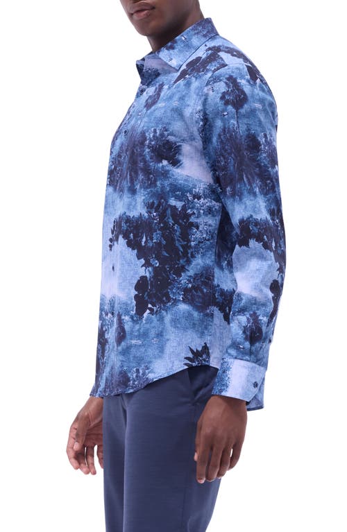 Bugatchi Julian Shaped Fit Stretch Cotton Button-up Shirt In Indigo