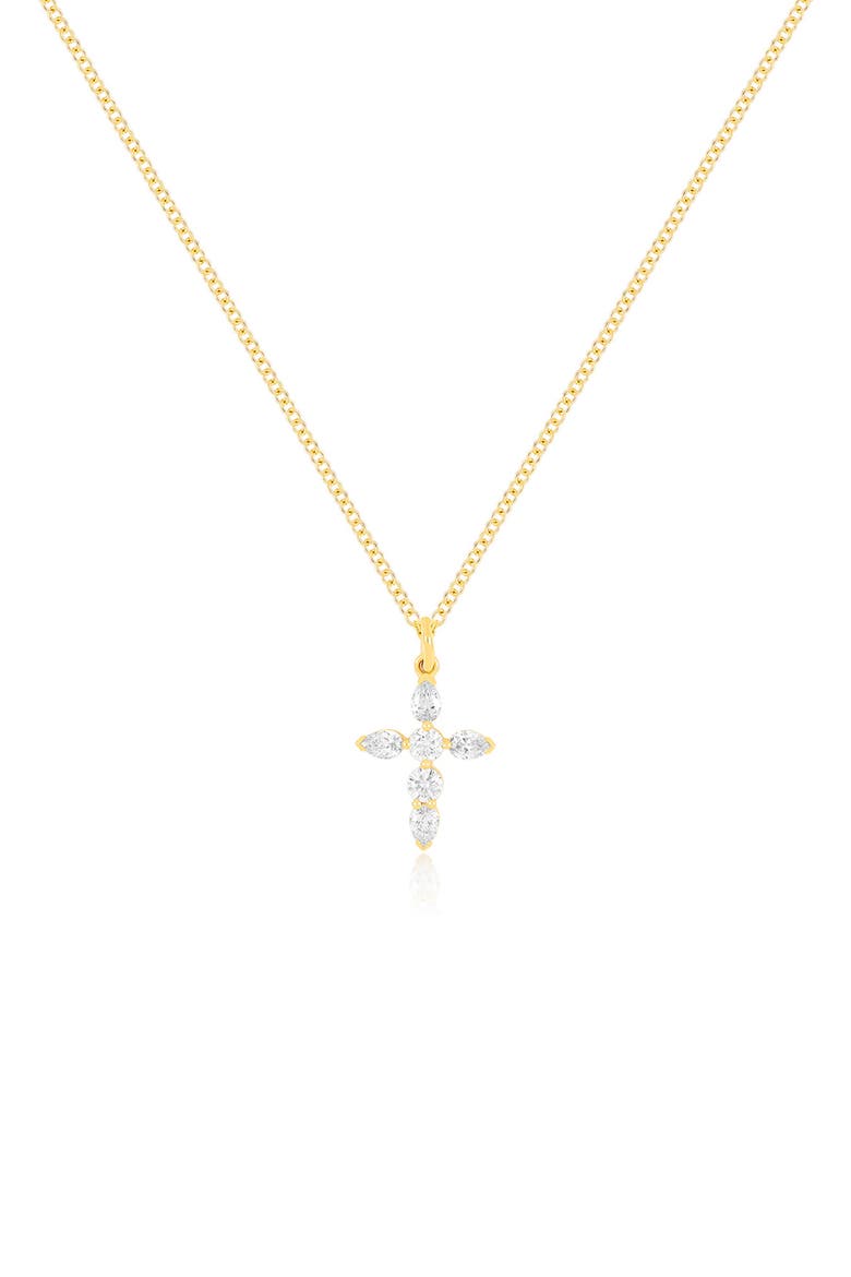 Diamond Cross Pendant Necklace, Main, color, YLWGOLD
