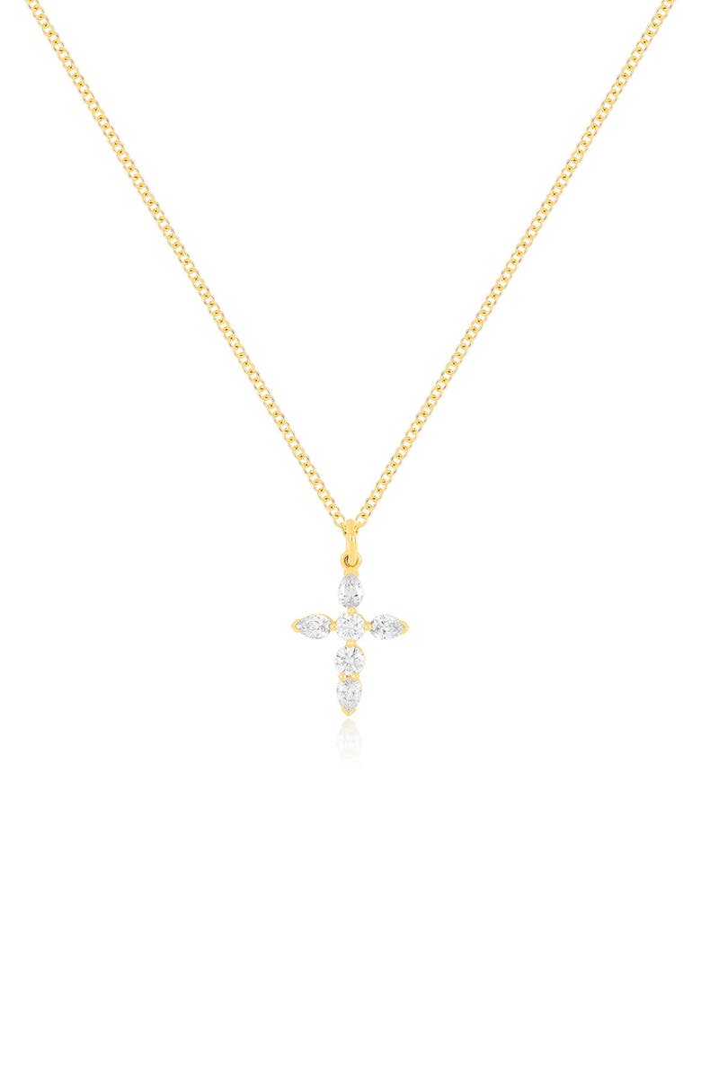 EF Collection Diamond Cross Pendant Necklace, Main, color, Yellow Gold