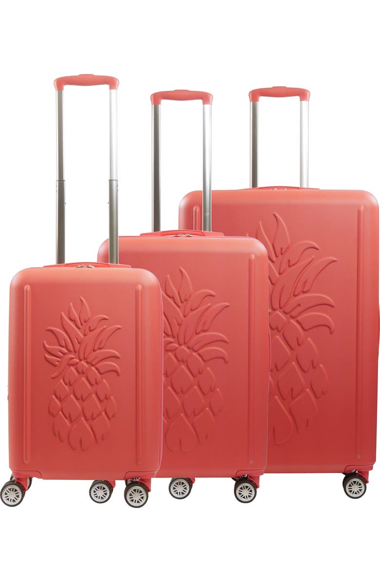 Tommy Bahama 3-Piece Hard-Sided 3D Pineapple Luggage Set with Drawstring Bag, Alternate, color,