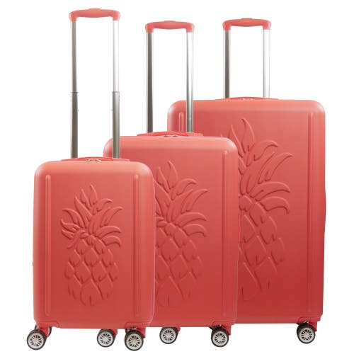 Tommy Bahama 3-piece Hard-sided 3d Pineapple Luggage Set With Drawstring Bag