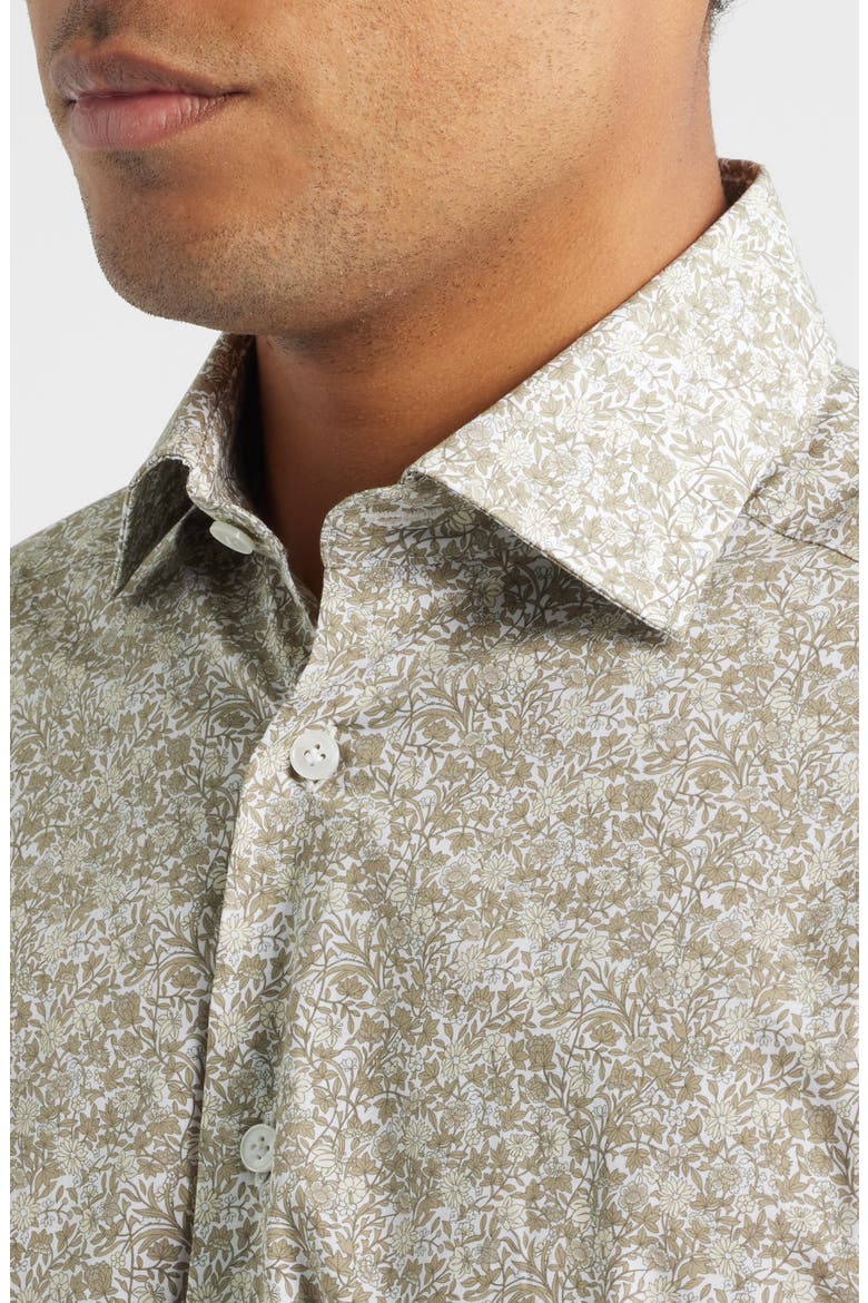 Lincoln Floral Stretch Cotton Button-Up Shirt, Alternate, color, SAGE