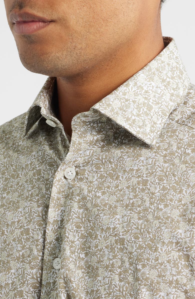 Jack Victor Lincoln Floral Stretch Cotton Button-Up Shirt, Alternate, color, Sage