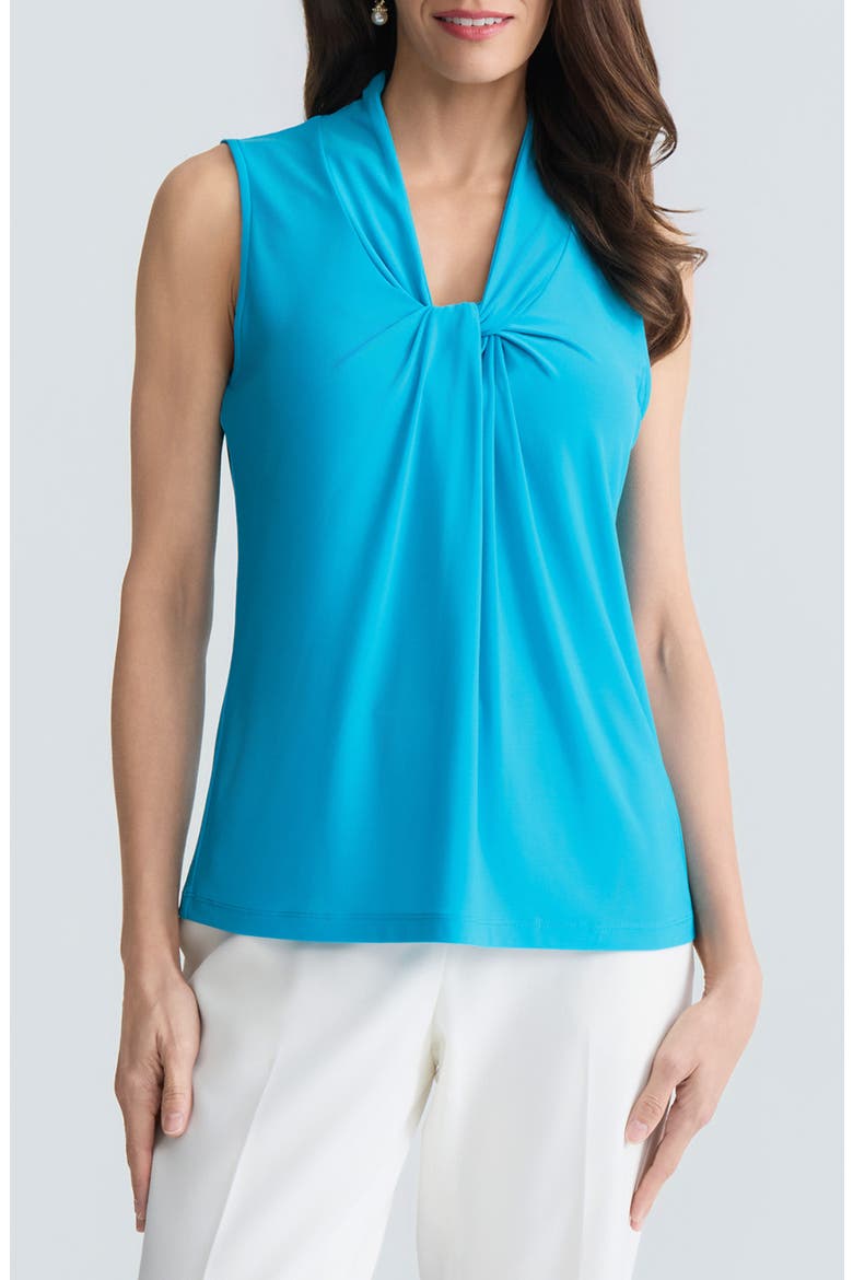Sleeveless Knot Front Jersey Top, Main, color, BRIGHT AZUL