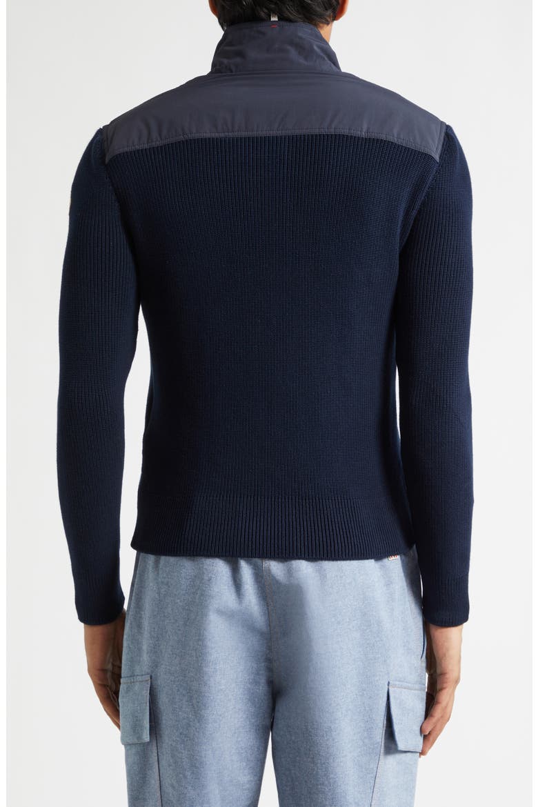 Hybrid Down Fill Zip-Up Cotton Cardigan, Alternate, color, NAVY BLUE