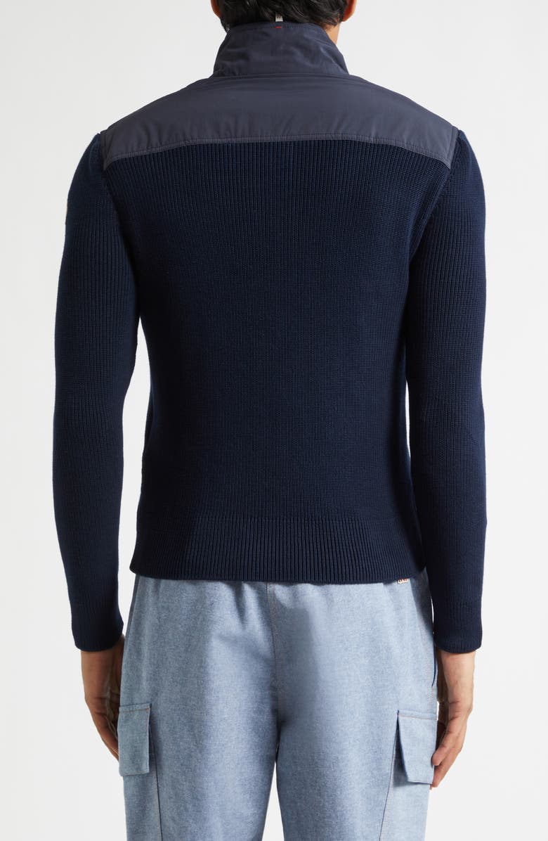 Moncler Grenoble Hybrid Down Fill Zip-Up Cotton Cardigan, Alternate, color, Navy Blue
