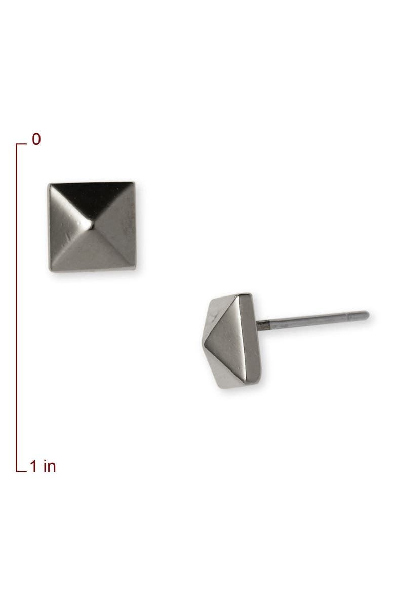 Small Pyramid Stud Earrings, Alternate, color, HEMATITE