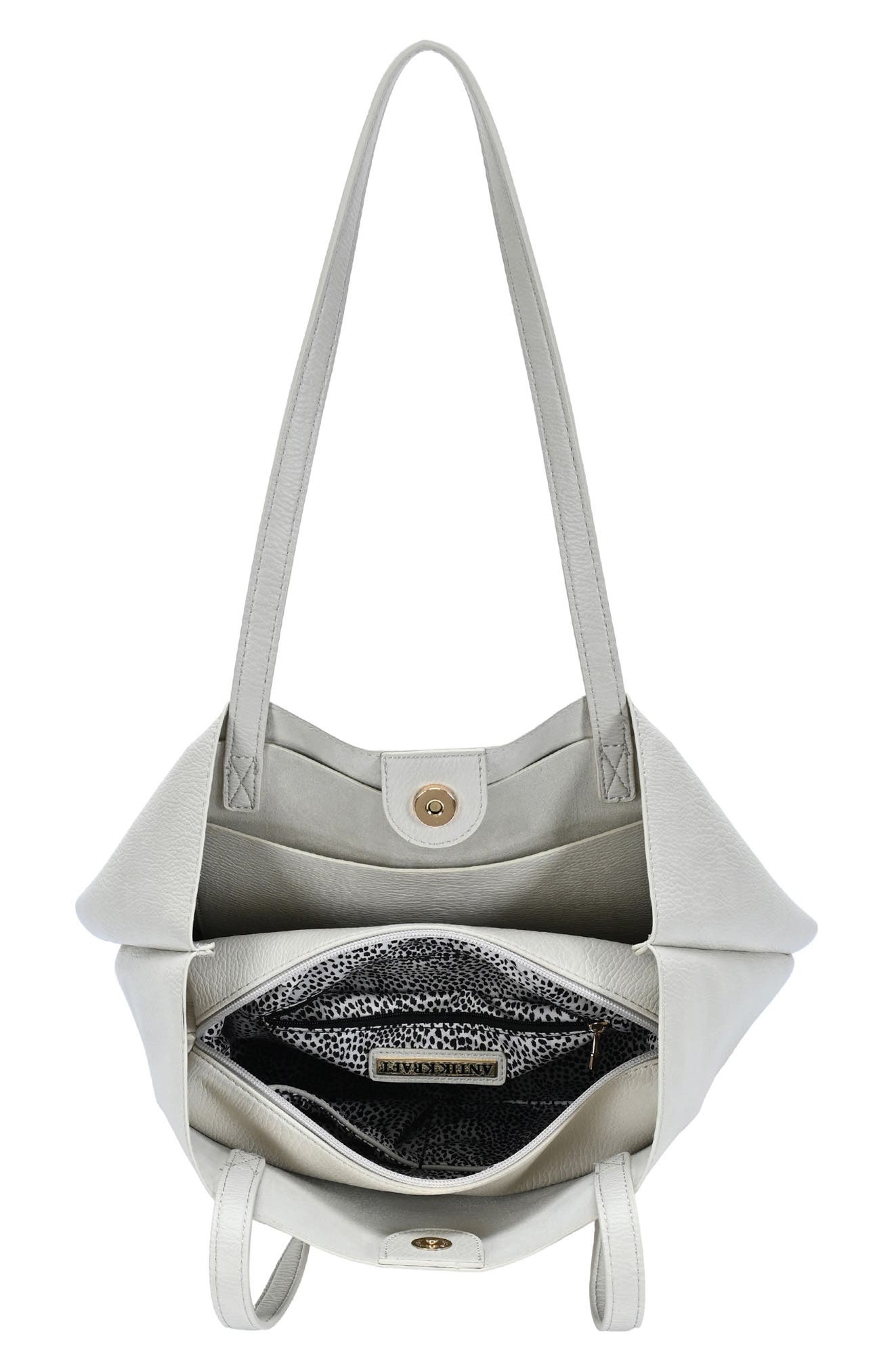 Faux Leather Tote, Alternate, color, BONE