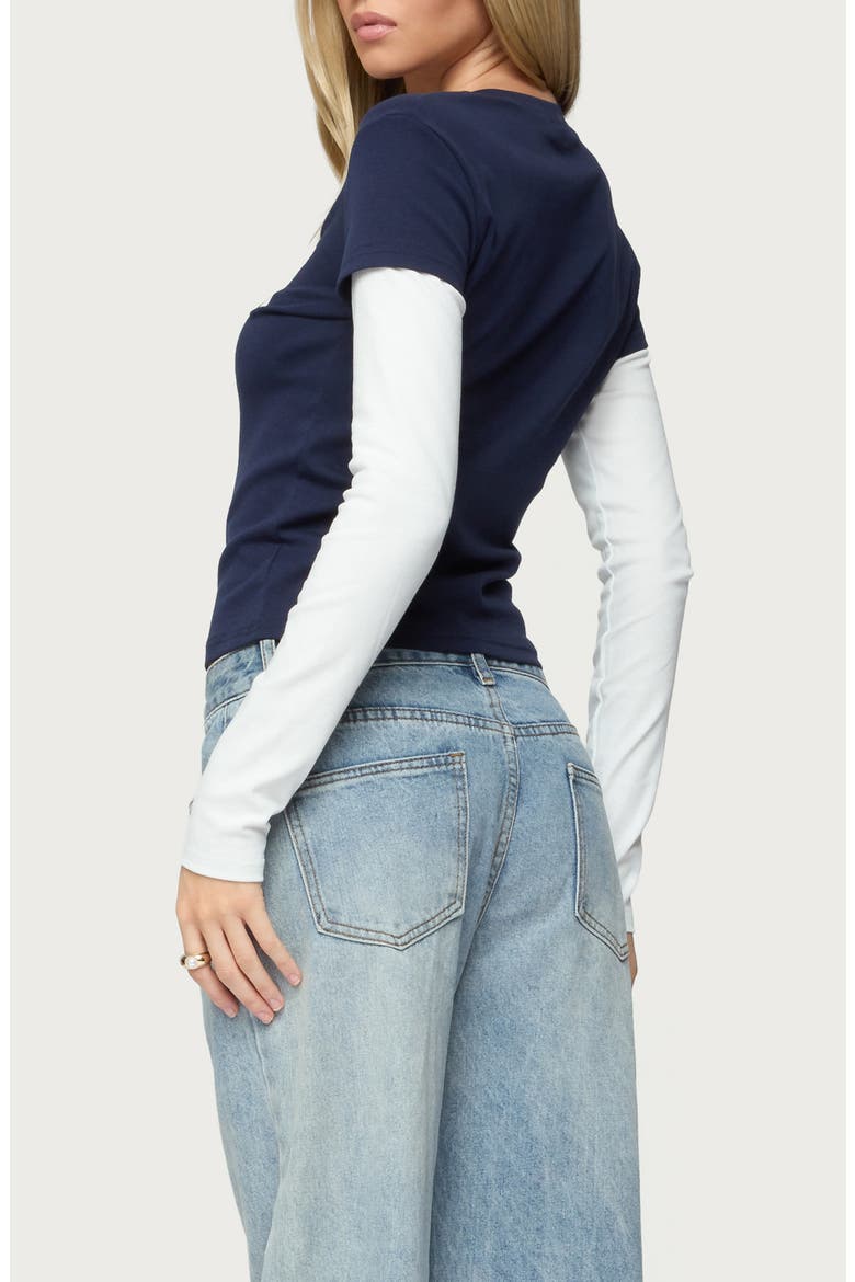 Boston Layered Long Sleeve T-Shirt, Alternate, color, NAVY-AND-CREAM