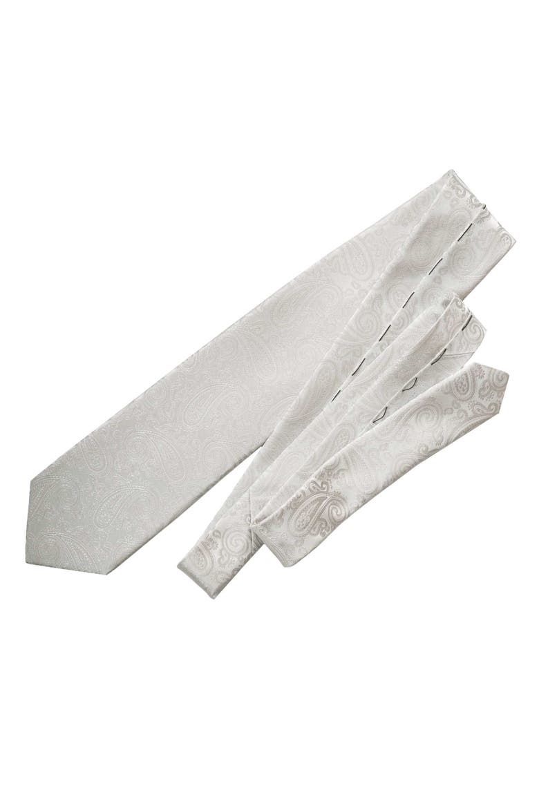 Soave - Silk Jacquard Tie for Men, Alternate, color, Silver Pearl