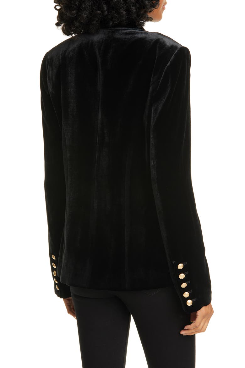 Kenzie Double Breasted Velvet Blazer, Alternate, color, BLACK