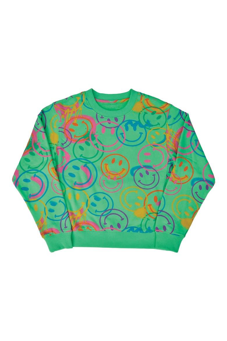 Kids' Smile Glam Sweatshirt, Main, color, MULTI GREEN
