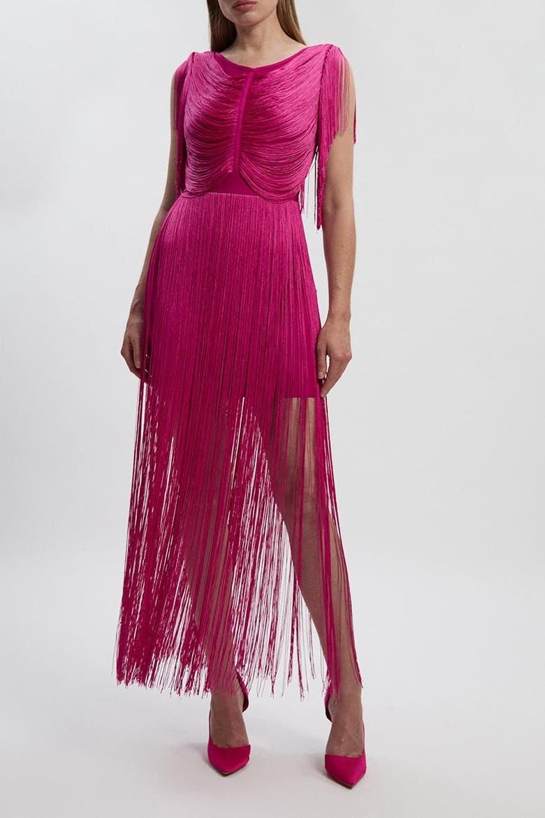 Draped Fringe Mini Dress, Alternate, color, Magenta