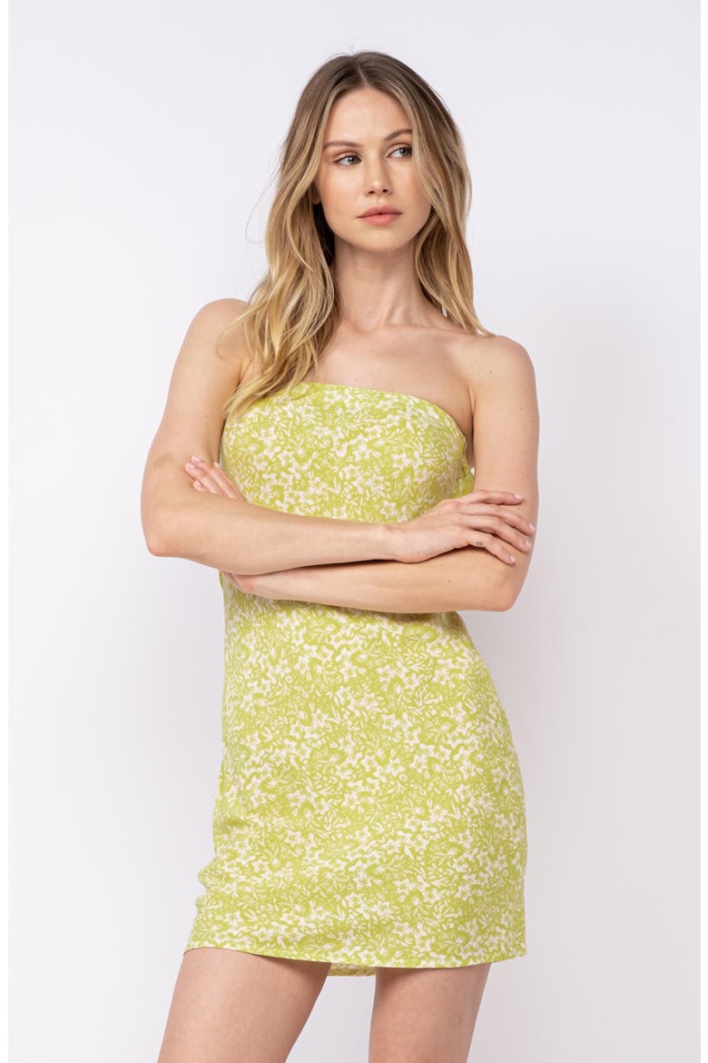 Floral Strapless Open Back Minidress, Alternate, color, GREEN