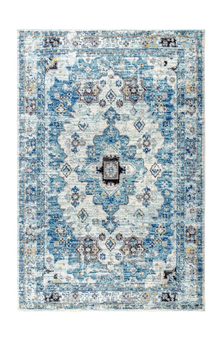 JONATHAN Y Modern Persian Boho Vintage Medallion Area Rug, Alternate, color, Cream/Blue