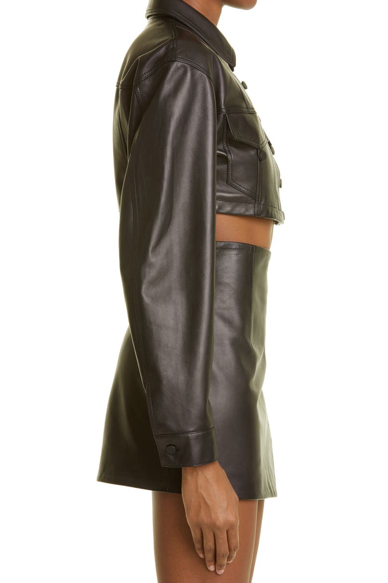 Crop Lambskin Leather Jacket, Alternate, color, BLACK