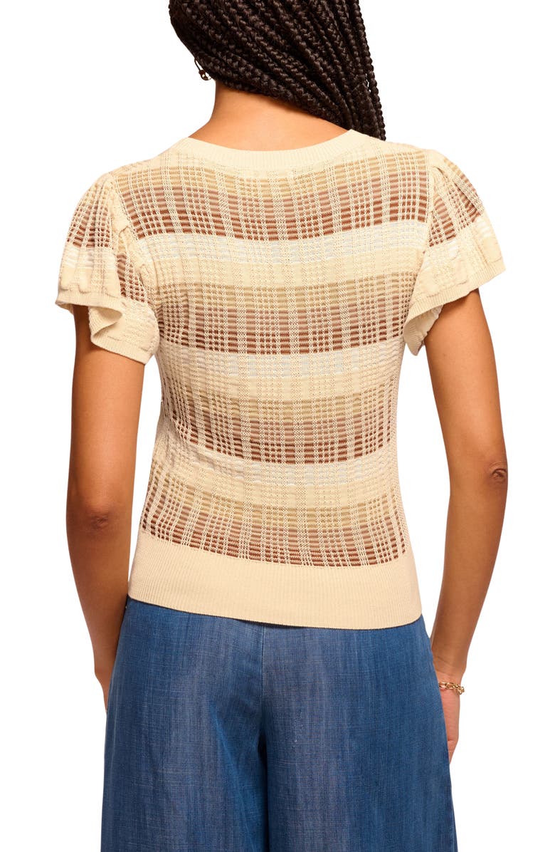 Ramy Brook Rebecca Short Sleeve Sweater, Alternate, color, Light Bone Combo