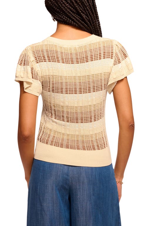 Ramy Brook Rebecca Plaid Knit Flutter Sleeve Top In Brown