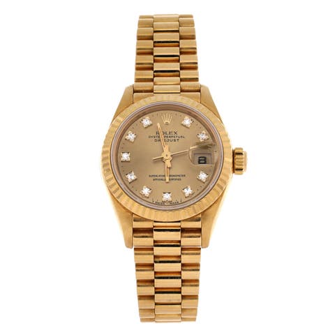 Oyster Perpetual President Datejust Automatic Watch Yellow Gold With Diamond Markers 26