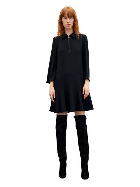 Carla Zip Front Crepe Mini Dress