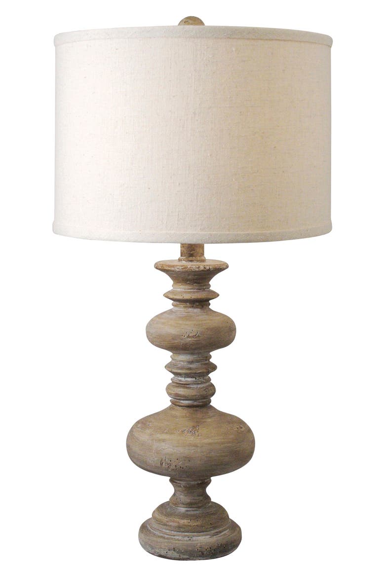 Turned Spindle Table Lamp, Main, color, BROWN