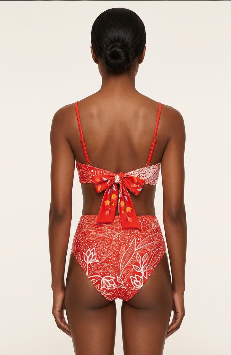 Jessie Zhao New York Scarlet Bloom Reversible Bikini Bottom, Alternate, color, Red