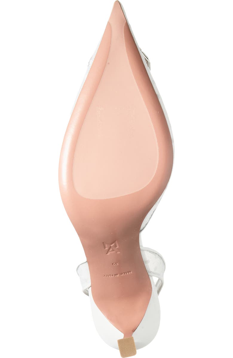 Amina Muaddi Camelia Swiss Dot Slingback Pump, Alternate, color, White Polka Dot Lace