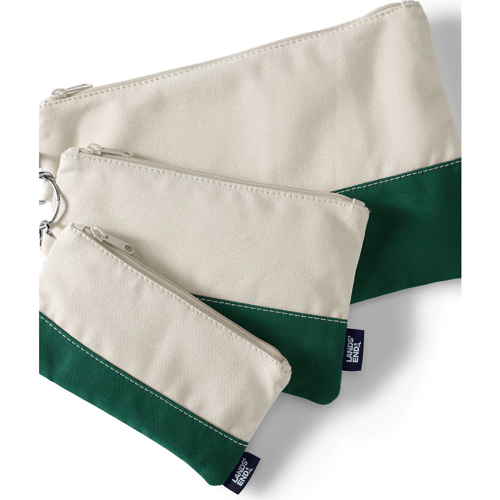 Lands' End Zip Canvas Pouch 3 Pack In Natural/bright Spruce