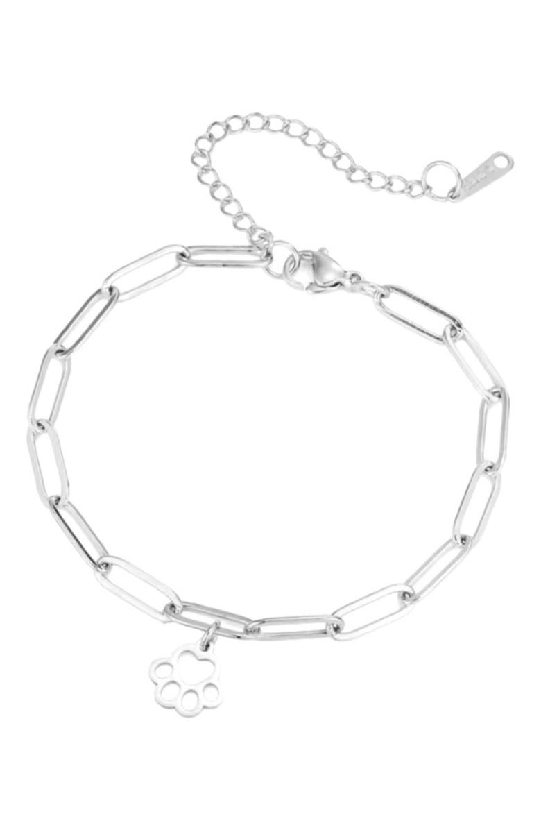 Hollywood Sensation LoyalPrint Delicate Paw Print Link Bracelet, Main, color, Silver