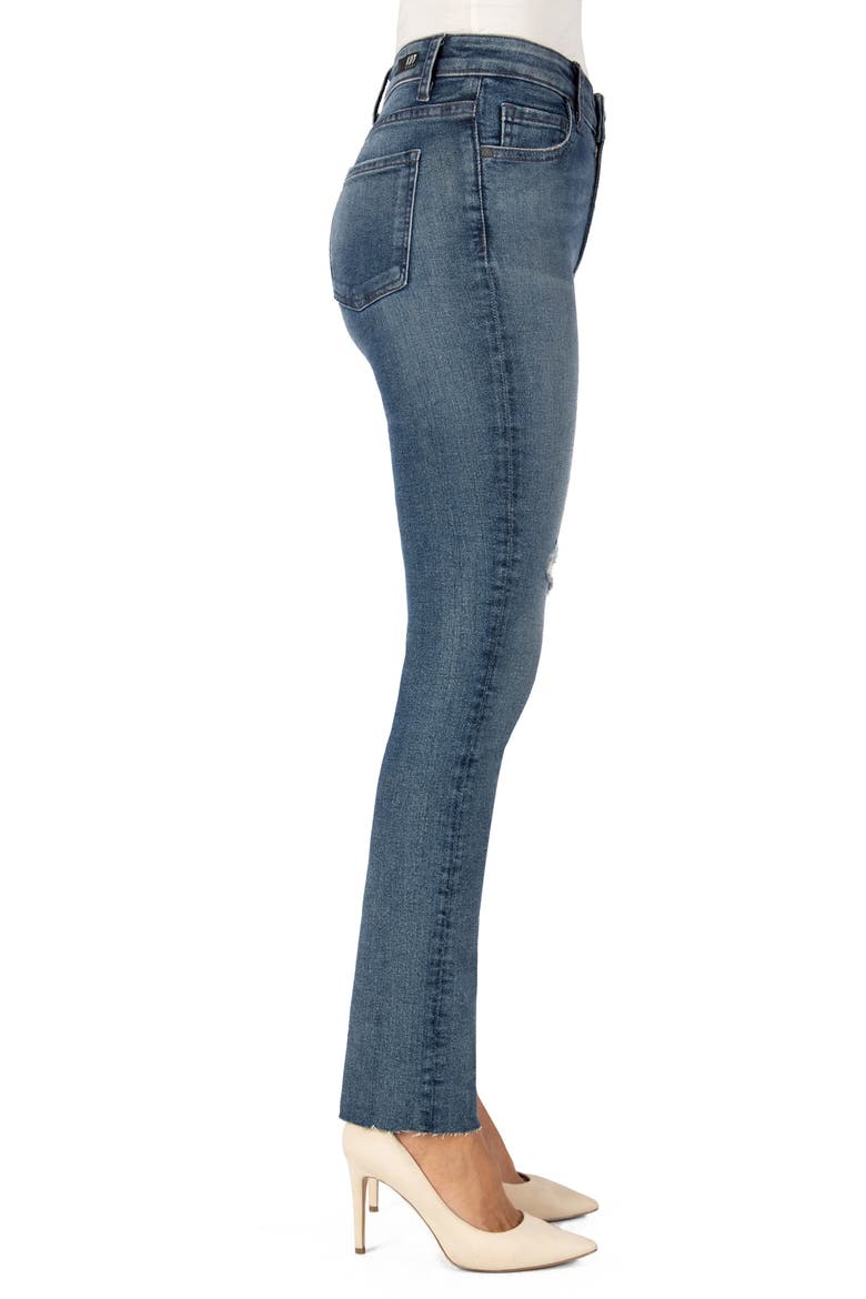 KUT from the Kloth Chrissie High Waist Raw Hem Slim Straight Leg Jeans, Alternate, color, OUTGOING