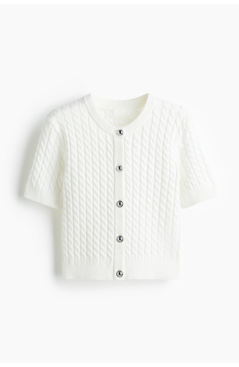 H&M Cable-knit Cardigan, Main, color, White