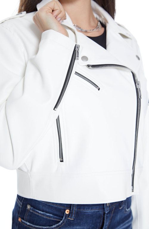 Blue Revival Ride Or Die Faux Leather Jacket In White