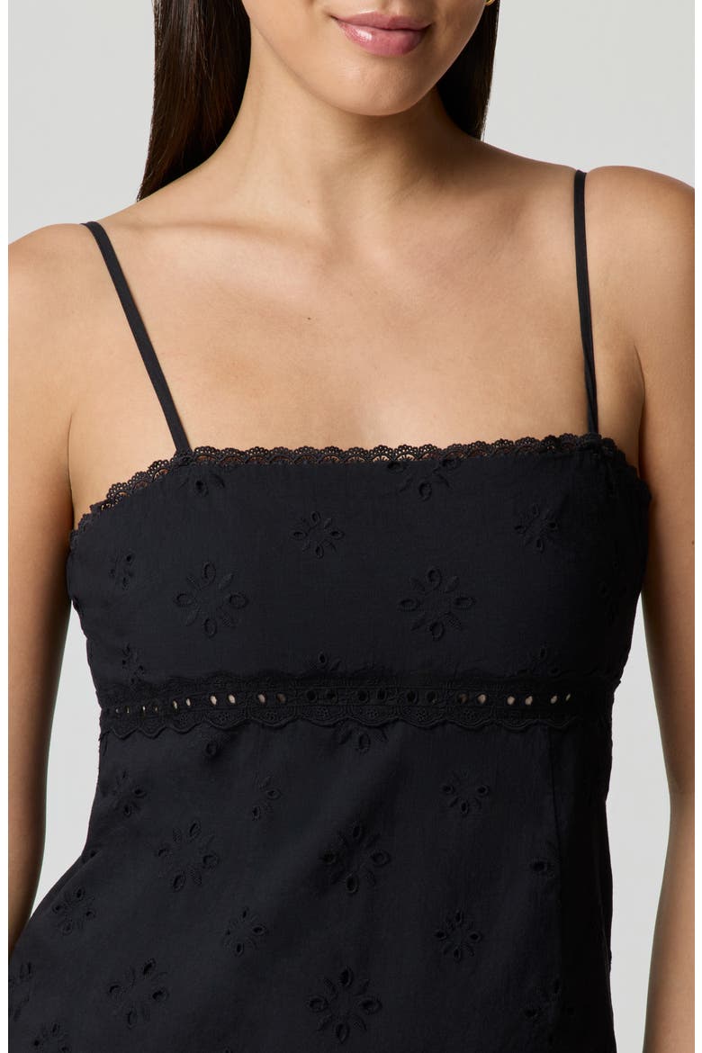 Square Neck Cotton Eyelet Minidress, Alternate, color, BLACK