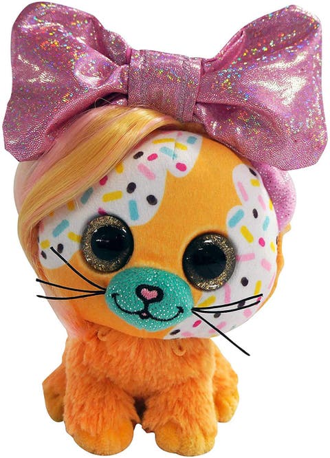 9 Inch Plush Butterscotch Bow Pet Cat