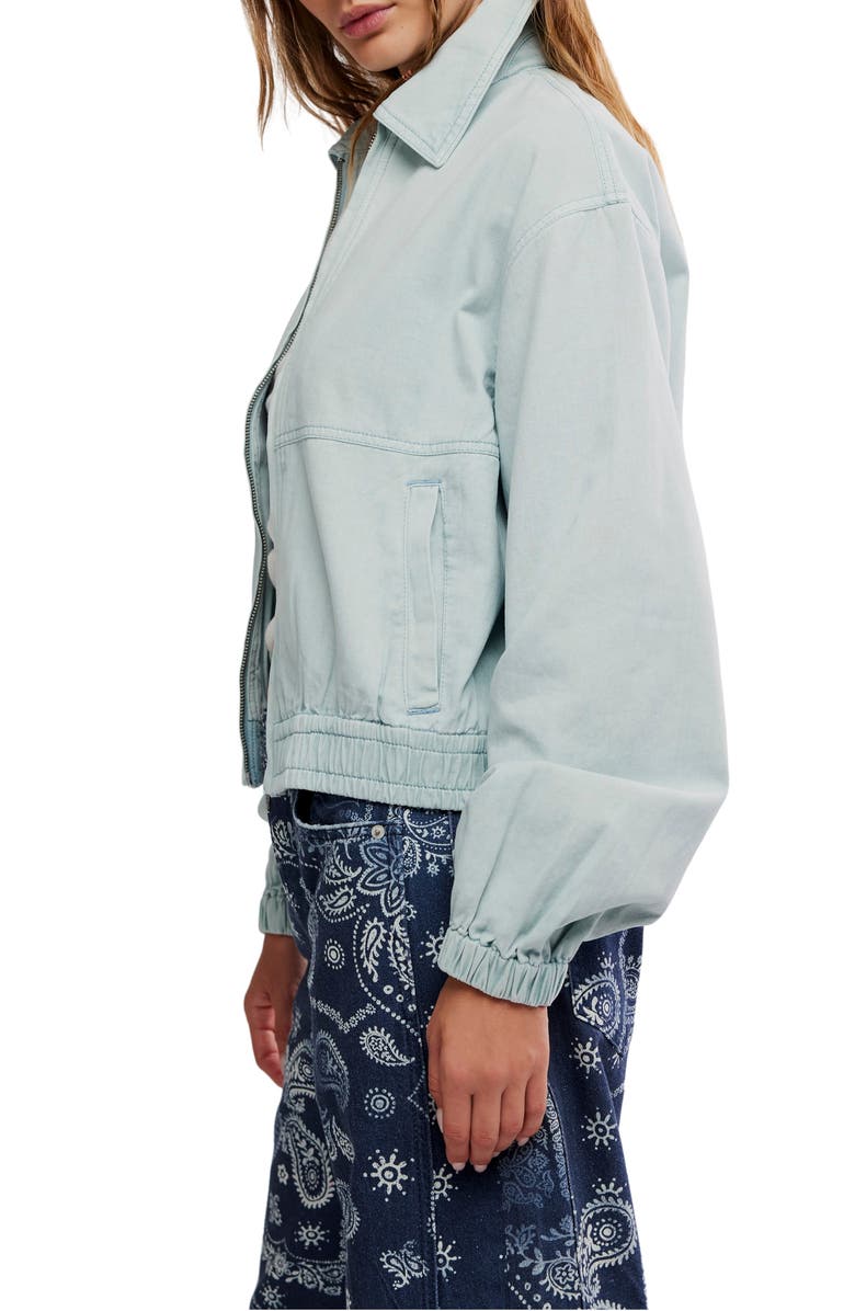 Free People Birdie Cotton Bomber Jacket, Alternate, color, Pearl Blue