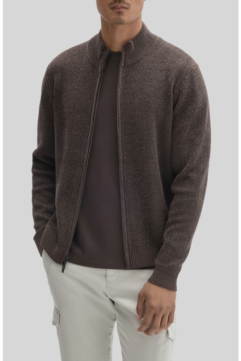 Idris Full Zip Mock Neck Sweater, Main, color, BROWN