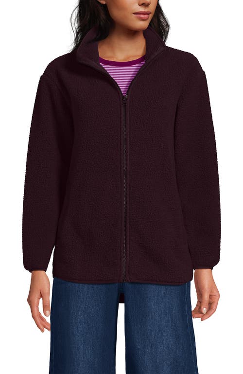 Lands' End Cozy High Pile Full Zip Fleece Jacket In Burgundy