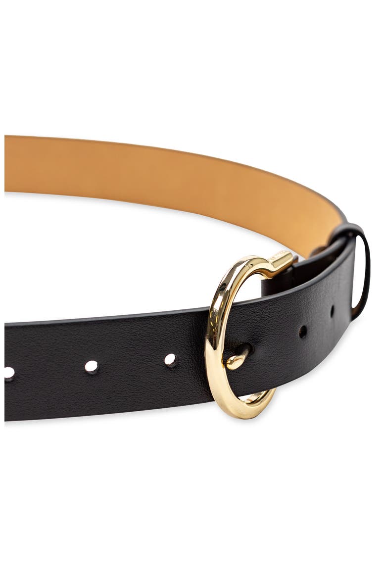 Hinged Buckle Leather Belt, Alternate, color, BLACK