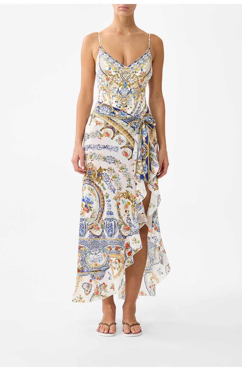 Camilla Long Sarong W Tie Waist And Frill Edge, Main, color, The Pottery Parlour