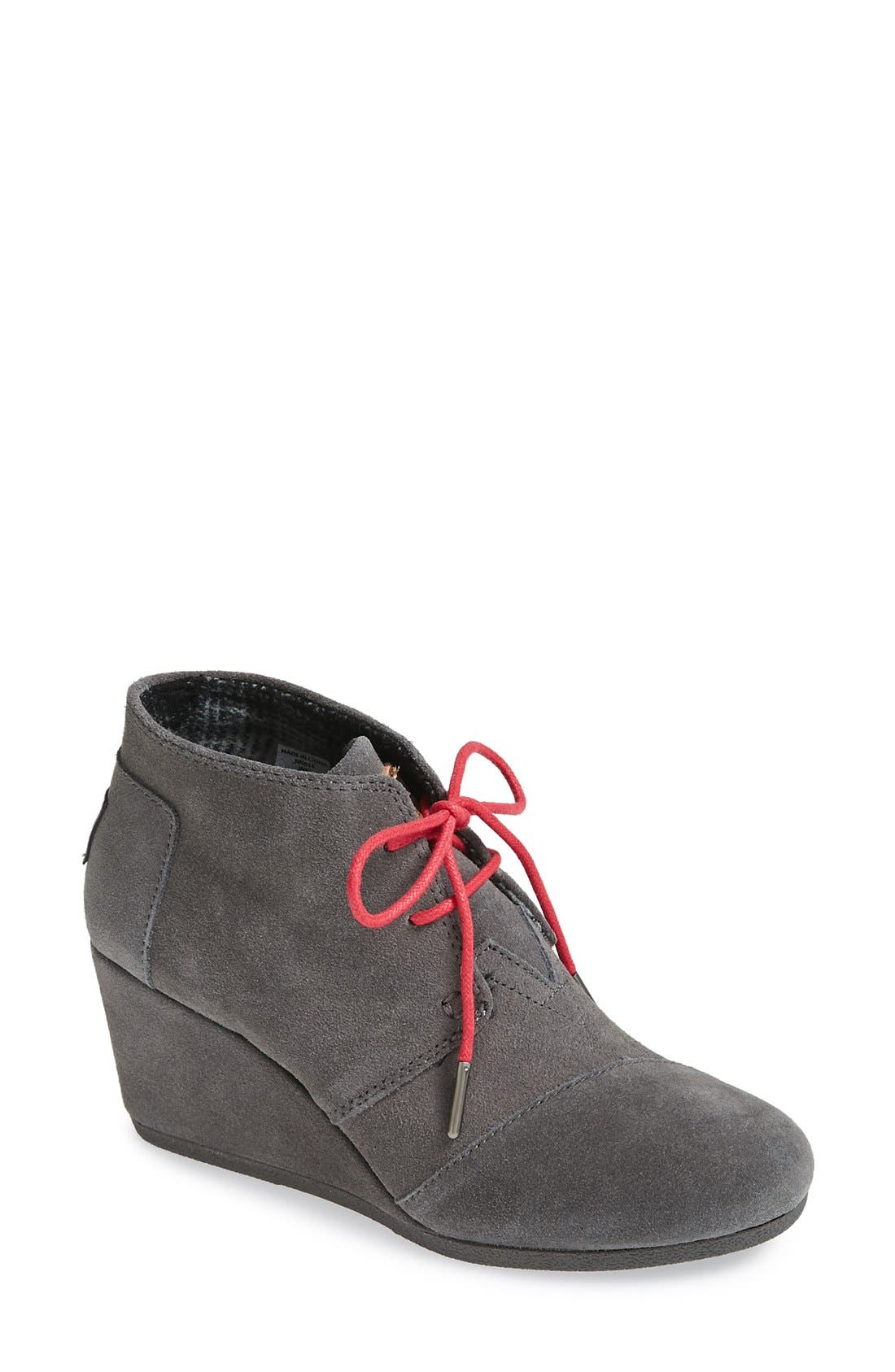 'Desert' Suede Wedge Bootie, Main, color, CHARCOAL