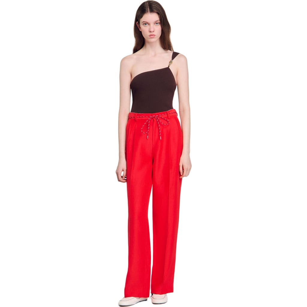 Sandro Drawstring Trousers In Red