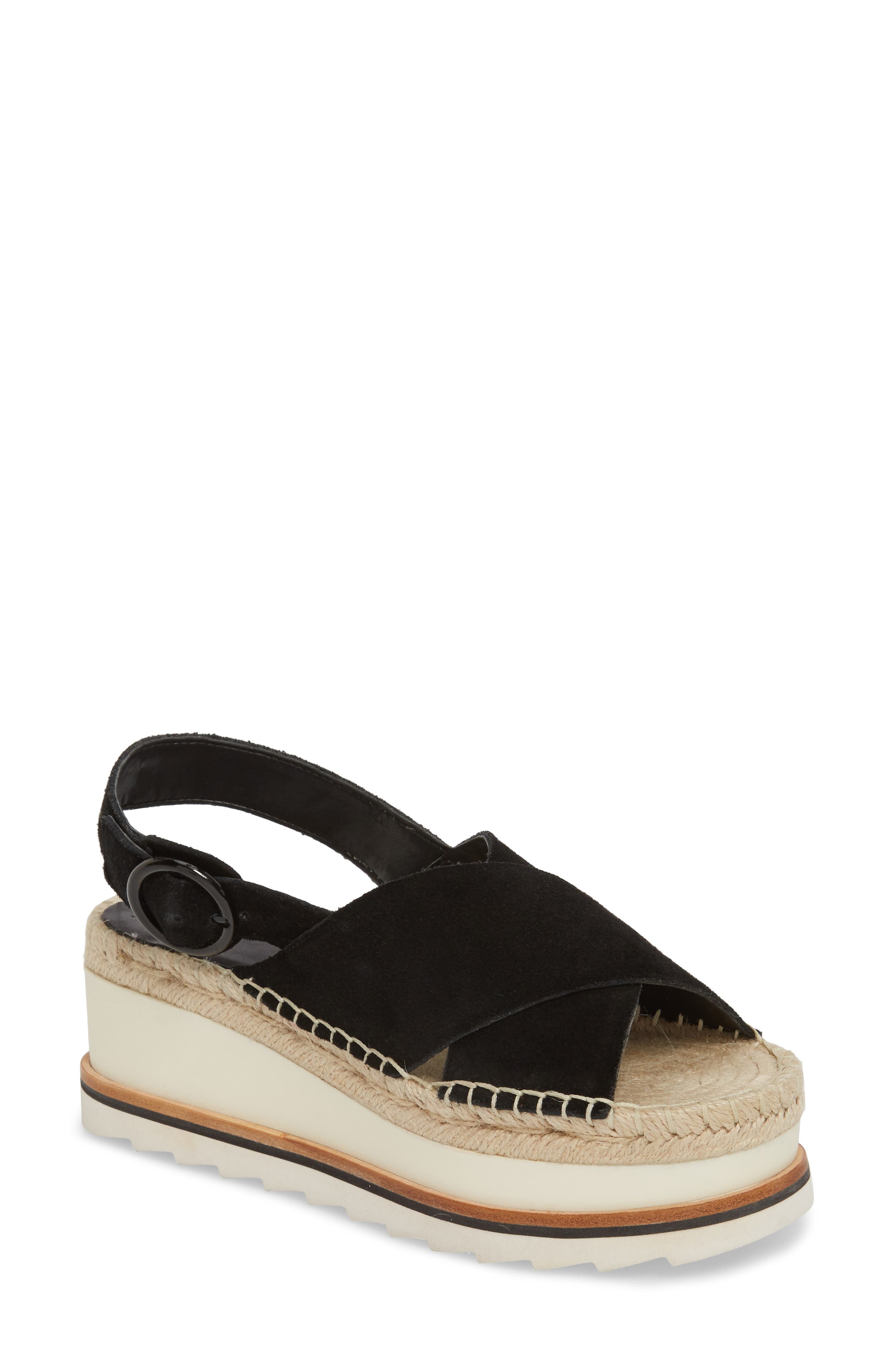 Glenna Platform Slingback Sandal, Main, color, BLACK SUEDE