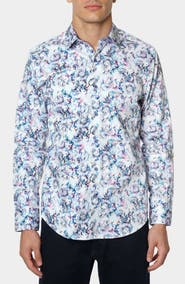 Robert Graham White Faded Floral Cotton Button-Up Shirt