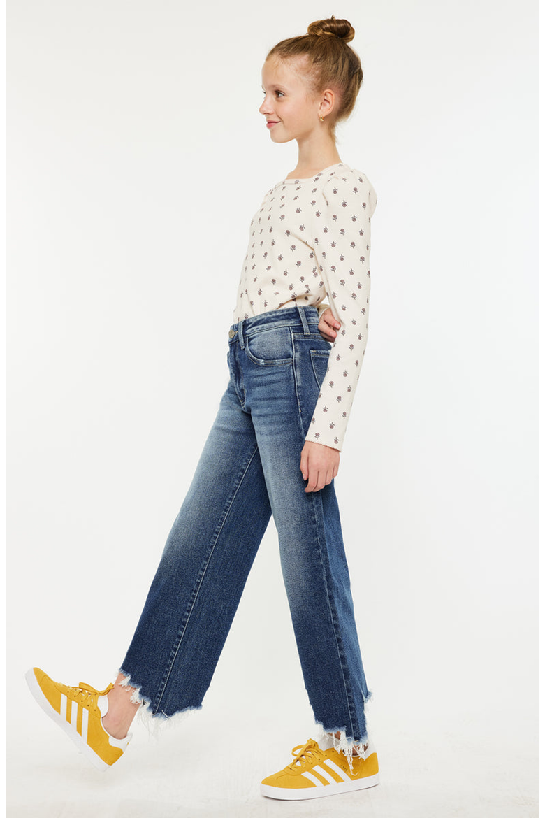 America High Rise Kids Wide Leg Jeans, Alternate, color, Medium Wash