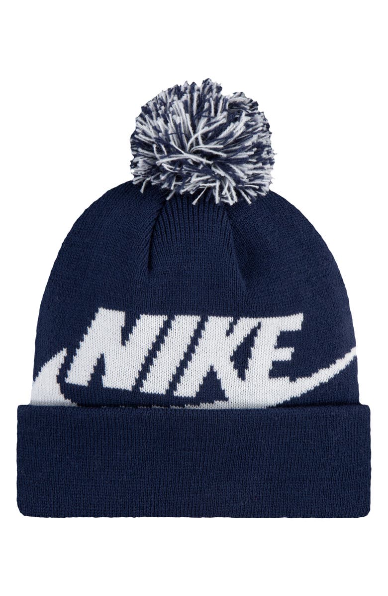 Nike Swoosh Pom Beanie & Gloves Set, Alternate, color, Midnight Navy/ White