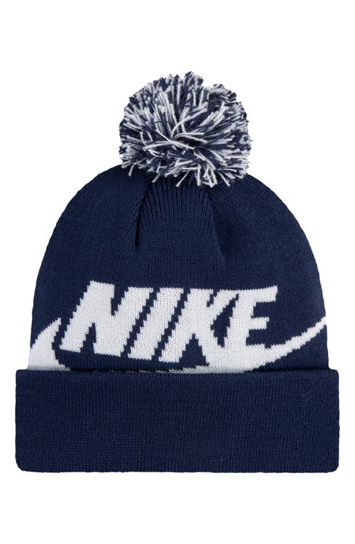 Nike Swoosh Pom Beanie & Gloves Set In Blue