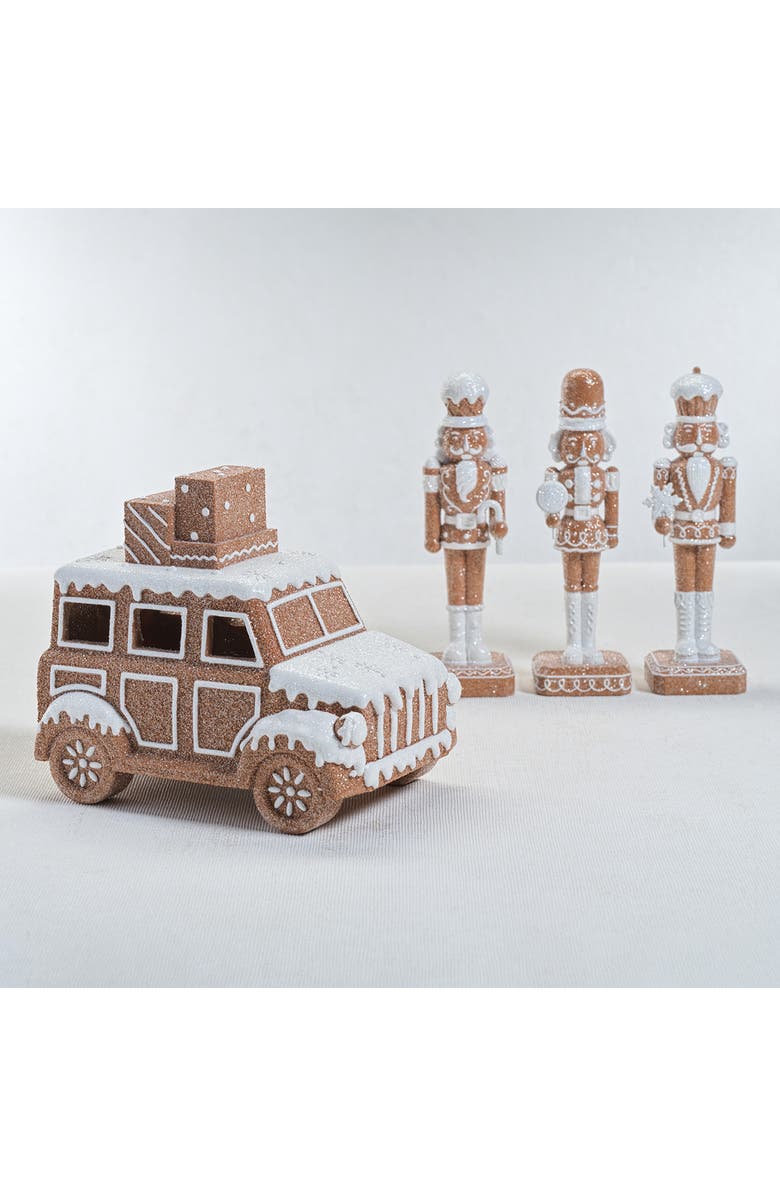Zodax Adelard LED Holiday Gingerbread Car, Alternate, color, Brown/ White