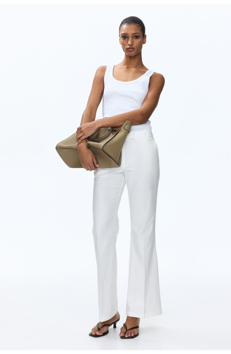 H&M Linen-blend Tailored Trousers, Alternate, color, White