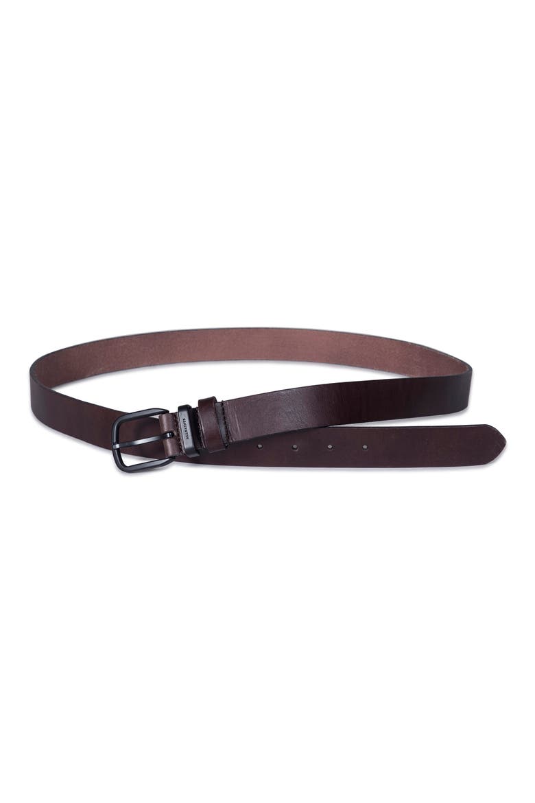 Leather Belt, Main, color, BITTER BROWN / DULL NICKEL