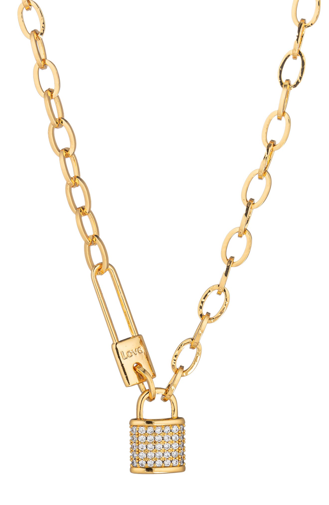 EYE CANDY LOS ANGELES Cubic Zirconia Lock Pendant Necklace
